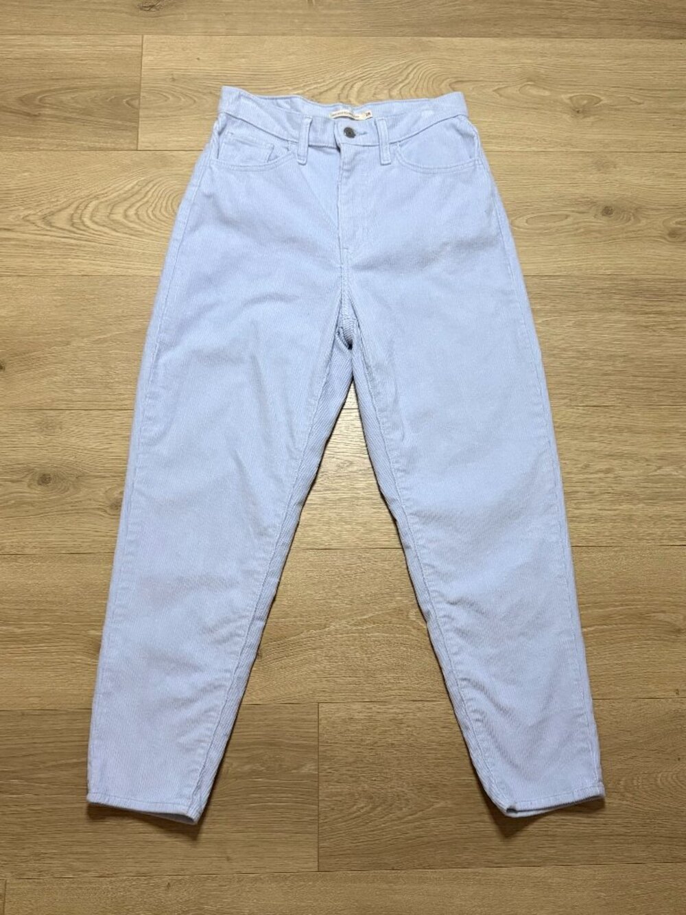 LEVI'S Light Blue Corduroy High Waisted Taper Mom Jean Pant SZ: 28 *Small